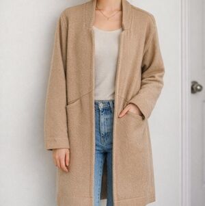 Express Open Front Coat Long Line  Jacket Camel/Tan S Small